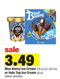Meijer Blue Bunny Ice Cream 4-9 ct./11-18.4 oz. or Halo Top Ice Cream 16 oz offer