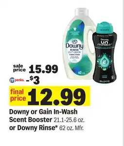 Meijer Downy or Gain In-Wash Scent Booster 21.1-25.6 oz. or Downy Rinse* 62 oz offer