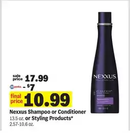 Meijer Nexxus Shampoo or Conditioner 13.5 oz. or Styling Products* 2.57-10.6 oz offer