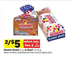 Meijer Wonder Bread 20 oz. or Buns* 13-15 oz offer