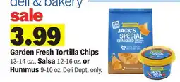 Meijer Garden Fresh Tortilla Chips 13-14 oz., Salsa 12-16 oz. or Hummus 9-10 oz offer