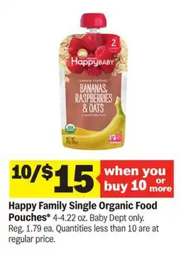 Meijer Happy Family Single Organic Food Pouches offer