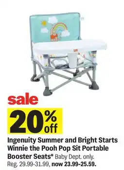 Meijer Ingenuity Summer and Bright Starts Winnie the Pooh Pop Sit Portable Booster Seats offer