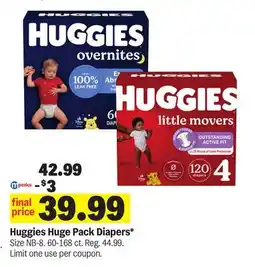 Meijer Huggies Huge Pack Diapers offer