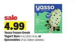 Meijer Yasso Frozen Greek Yogurt Bars 4 ct./10.6-14 oz. or Spoonables 14 oz offer