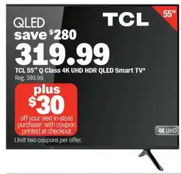 Meijer TCL 55'' Q Class 4K UHD HDR QLED Smart TV offer