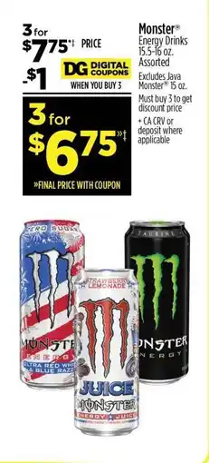 Dollar General Monster Energy Drinks offer
