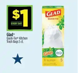 Dollar General Glad Quick-Tie Kitchen Trash Bags 5 ct offer