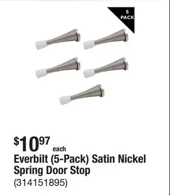 The Home Depot Everbilt (5-Pack) Satin Nickel Spring Door Stop offer