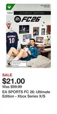 Game Stop EA SPORTS FC 26: Ultimate Edition - Xbox Series X/S offer