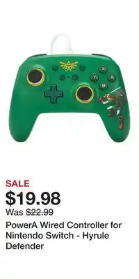 Game Stop PowerA Wired Controller for Nintendo Switch - Hyrule Defender offer