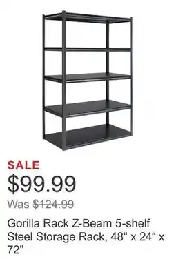 Costco Gorilla Rack Z-Beam 5-shelf Steel Storage Rack, 48 x 24 x 72 offer
