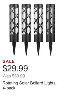 Costco Rotating Solar Bollard Lights, 4-pack offer