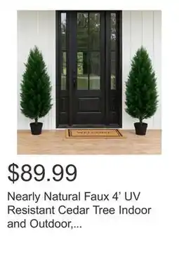 Costco Nearly Natural Faux 4' UV Resistant Cedar Tree Indoor and Outdoor, 2-pack offer