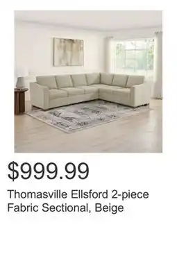 Costco Thomasville Ellsford 2-piece Fabric Sectional, Beige offer