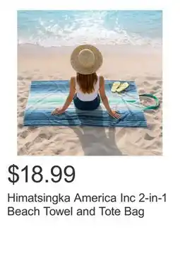 Costco Himatsingka America Inc 2-in-1 Beach Towel and Tote Bag offer