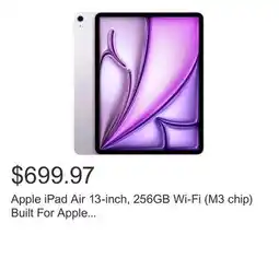 Costco Apple iPad Air 13-inch, 256GB Wi-Fi (M3 chip) Built For Apple Intelligence offer