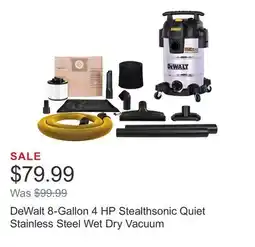 Costco DeWalt 8-Gallon 4 HP Stealthsonic Quiet Stainless Steel Wet Dry Vacuum offer