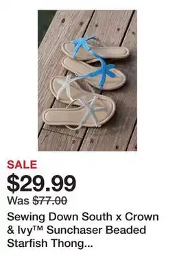 Belk Sewing Down South x Crown & Ivy Sunchaser Beaded Starfish Thong Sandals offer