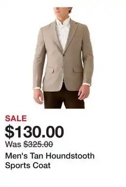 Belk Men's Tan Houndstooth Sports Coat offer