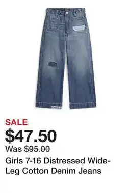 Belk Girls 7-16 Distressed Wide-Leg Cotton Denim Jeans offer