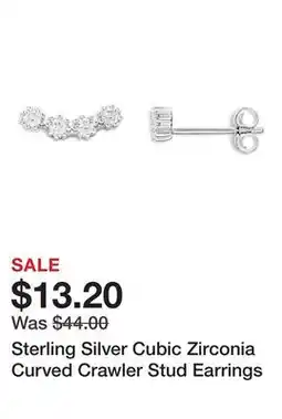 Belk Sterling Silver Cubic Zirconia Curved Crawler Stud Earrings offer