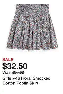 Belk Girls 7-16 Floral Smocked Cotton Poplin Skirt offer