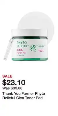 Ulta Beauty Thank You Farmer Phyto Relieful Cica Toner Pad offer