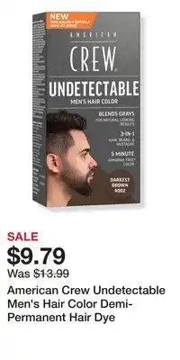 Ulta Beauty American Crew Undetectable Men's Hair Color Demi-Permanent Hair Dye offer