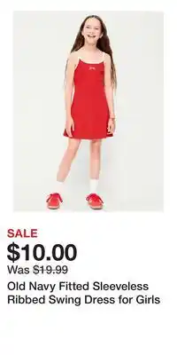 Old Navy Old Navy Fitted Sleeveless Ribbed Swing Dress for Girls offer