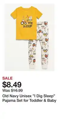 Old Navy Old Navy Unisex I Dig Sleep Pajama Set for Toddler & Baby offer