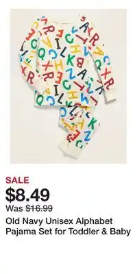 Old Navy Old Navy Unisex Alphabet Pajama Set for Toddler & Baby offer