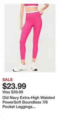 Old Navy Old Navy Extra-High Waisted PowerSoft Boundless 7/8 Pocket Leggings – No Front Seam offer