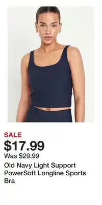 Old Navy Old Navy Light Support PowerSoft Longline Sports Bra offer