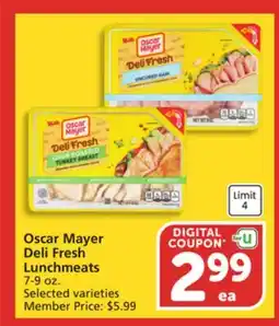 Vons Oscar Mayer Deli Fresh Lunchmeats offer