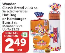 Vons Wonder Classic Bread 20-24 oz. Selected varieties Hot Dog or Hamburger Buns 8 ct offer
