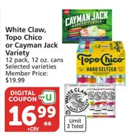 Vons White Claw, Topo Chico or Cayman Jack Variety offer