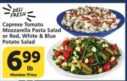 Vons Caprese Tomato Mozzarella Pasta Salad or Red, White & Blue Potato Salad offer