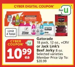 Vons Gatorade 18 pack, 12 oz., +CRV or Jack Link's Beef Jerky 8 oz offer