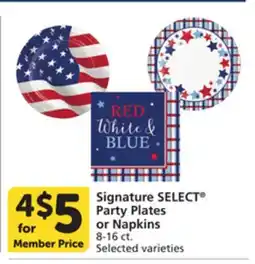 Vons Signature SELECT Party Plates or Napkins offer