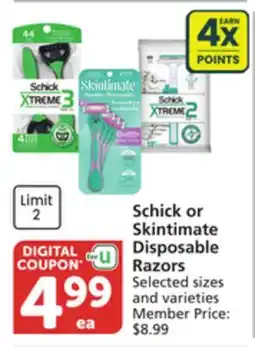 Vons Schick or Skintimate Disposable Razors offer