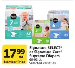 Vons Signature SELECT or Signature Care Supreme Diapers offer