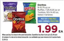 Food 4 Less Doritos, 9-10.75 oz or Ruffles, 7.25-9.25 oz or Tostitos, 9.5-14.43 oz offer