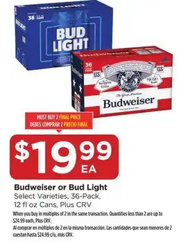 Food 4 Less Budweiser or Bud Light offer