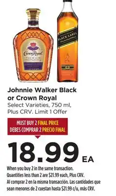 Food 4 Less Johnnie Walker Black or Crown Royal offer