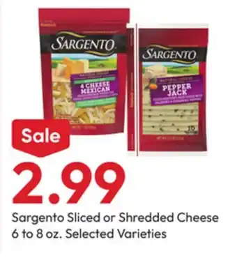 Stater Bros Sargento Sliced or Shredded Cheese offer