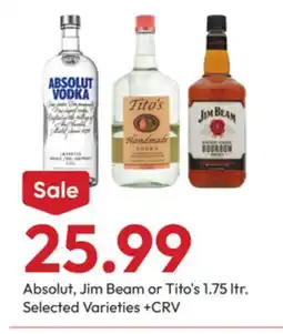 Stater Bros Absolut, Jim Beam or Tito's offer