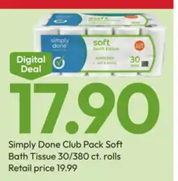 Stater Bros Simply Done Club Pack Soft Bath Tissue 30/380 ct. rolls offer