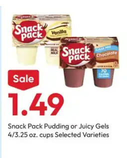Stater Bros Snack Pack Pudding or Juicy Gels offer