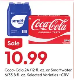 Stater Bros Coca-Cola 24 /12 fl. oz. or Smartwater 6/33.8 fl. oz offer